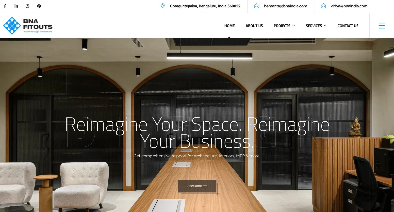 BNA Fitouts commercial interior design website