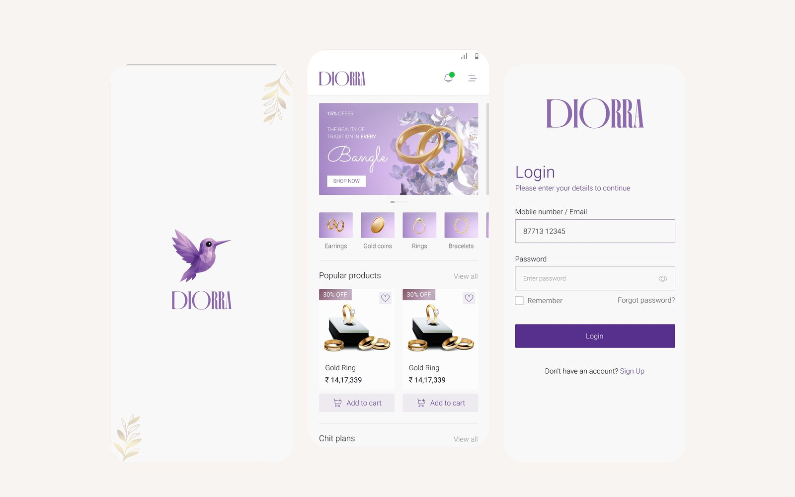 Diorra eCommerce App UI/UX