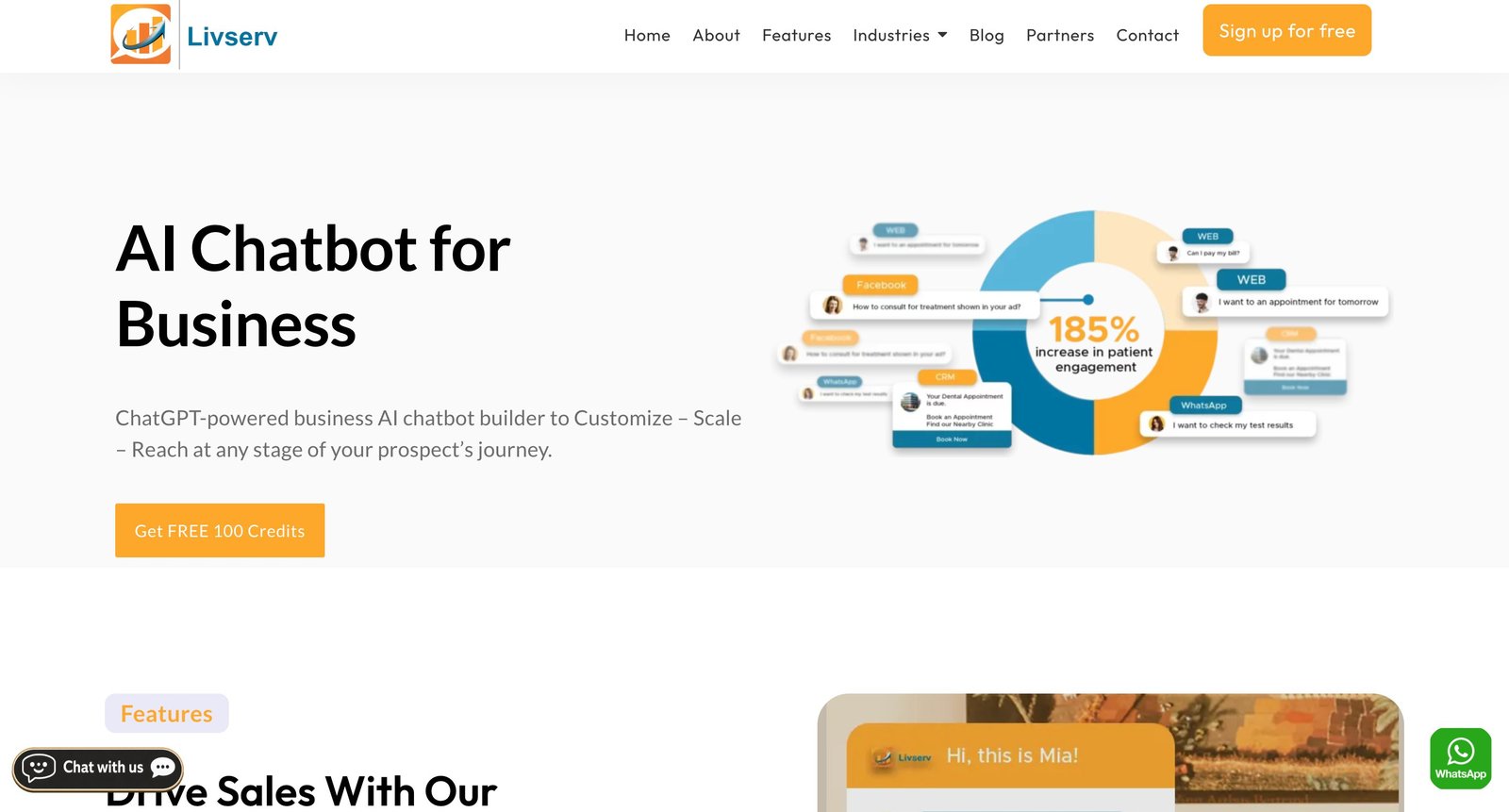 Livserv AI chatbot platform — full-stack growth